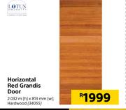 Lotus Horizontal Red Grandis Hardwood Door-2.032m (h) x 813mm (w)