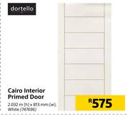 Dortello Cairo Interior Primed White Door-2.032m (h) x 813mm (w)