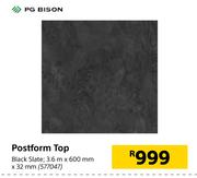 PG Bison Postform Top (Black Slate)-3.6m x 600mm x 32mm