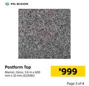 PG Bison Postform Top (Marron Gloss)-3.6m x 600mm x 32mm