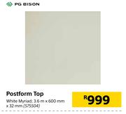 PG Bison Postform Top (White Myriad)-3.6m x 600mm x 32mm
