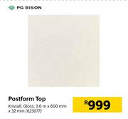 PG Bison Postform Top (Kristall Gloss)-3.6m x 600mm x 32mm