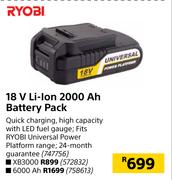 Ryobi 18V Li-Ion 2000 Ah Batter Pack
