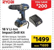 Ryobi 18V Li-Ion Impact Drill Kit