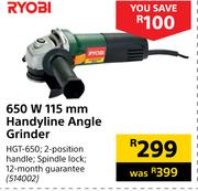 Ryobi 650W 115mm Handyline Angle Grinder