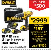 Dewalt 18V 13mm Li-Ion Hammer Drill Driver