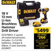 Dewalt 18V 13mm Li-Ion Brushless Hammer Drill Driver