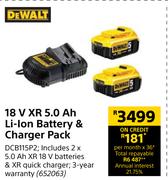 Dewalt 18V XR 5.0 Ah Li-Ion Battery & Charger Pack