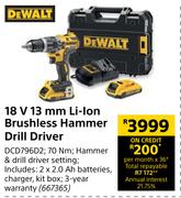 Dewalt 18V 13mm Li-Ion Brushless Hammer Drill Driver