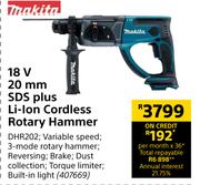 Makita 18V 20mm SDS Plus Li-IOn Cordless Rotary Hammer