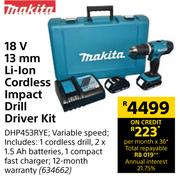Makita 18V 13mm Li-Ion Cordless Impact Drill Driver Kit