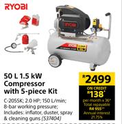 Ryobi 50L 1.5 KW Compressor With 5 Piece Kit