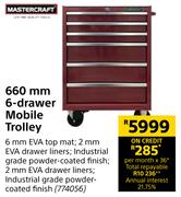Mastercraft 660mm 6 Drawer Mobile Trolley