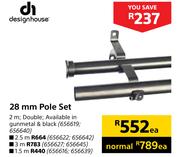 Design House 28mm Pole Set 2M- Each