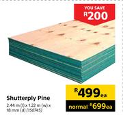 Shutterply Pine 2.44m(l) x 1.22m(w) x 18mm(d) Each