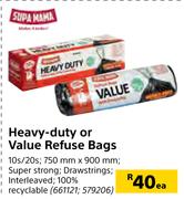 Supa Mama Heavy-Duty Or Value Refuse Bags-Each