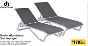 Design House Rovini Aluminium Sun Lounger-1.9m x 660mm x 320mm Each