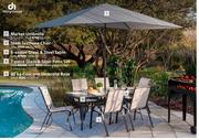 Design House 7 Piece Glass & Steel Patio Set Grey