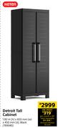 Keter Detroit Tall Cabinet Black-1.82m (h) x 650mm (w) x 450mm (d)