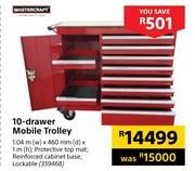 Mastercraft 10 Drawer Mobile Trolley 1.04 m (W) x 460 mm (D) x 1 m (H)