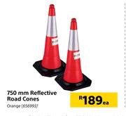 750mm Reflective Road Cones Orange-Each