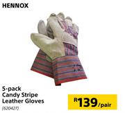 Hennox 5 Pack Candy Stripe Leather Gloves-Per Pair