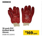 Hennox 10 Pack PVC Knitted Wrist Gloves-Per Pair