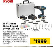 Ryobi 18V 13mm Li-Ion Impact Driver Drill Kit