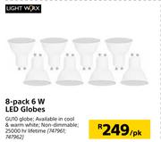 Lightworx 8 Pack 6W LED Globes-Per Pack