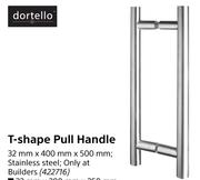 Dortello T-Shape Pull Handle 22 mm x 200 mm x 250 mm-Per Set