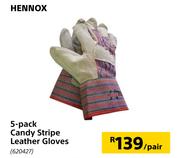 Hennox 5 Pack Candy Stripe Leather Gloves-Per Pair