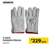 Hennox 5 Pack Goatskin Gloves-Per Pair