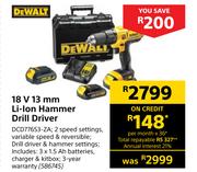 Dewalt 18V 13mm Li-Ion Hammer Drill Driver