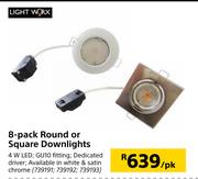 Lightworx 8 Pack Round Or Square Downlights-Per Pack