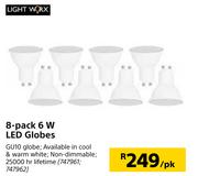 Lightworx 8 Pack 6W LED Globes-Per Pack