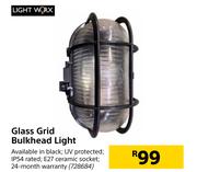 Lightworx Glass Grid Bulkhead Light