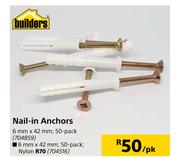 Builders Nail In Anchors 50 Pack-6mm x 42mm Per Pack