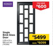 Kenzo Single Brick Glass Door-2.09m (h) x 890mm (w)