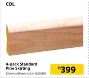 Col 4 Pack Standard Pine Skirting-22mm x 69mm x 3m