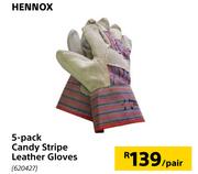 Hennox 5 Pack Candy Stripe Leather Gloves-Per Pair