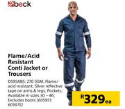 Beck Flame/Acid Resistant Conti Jacket Or Trousers-Each