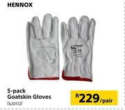 Hennox 5 Pack Goatskin Gloves-Per Pair
