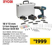 Ryobi 18V 13mm Li-Ion Impact Driver Drill Kit XLD-1860K