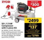Ryobi 50L 1.5kW Compressor With 5 Piece Kit AC-2055K