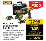 Dewalt 18V 13mm Li-Ion Hammer Drill Driver DCD776S3-ZA