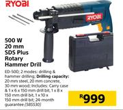 Ryobi 500W 20mm SDS Plus Rotary Hammer Drill ED-500