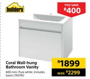 Builders Coral Wall Hung Bathreoom Vanity