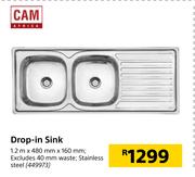 Cam Drop In Sink 1.2 m x 480 mm x 160 mm