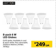 Light Worx 8 Pack 6 W LED Globes GU10-Per pk