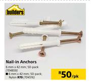 Builders Nails In Anchors 6mm x 42 mm-50 Pack-Per Pack